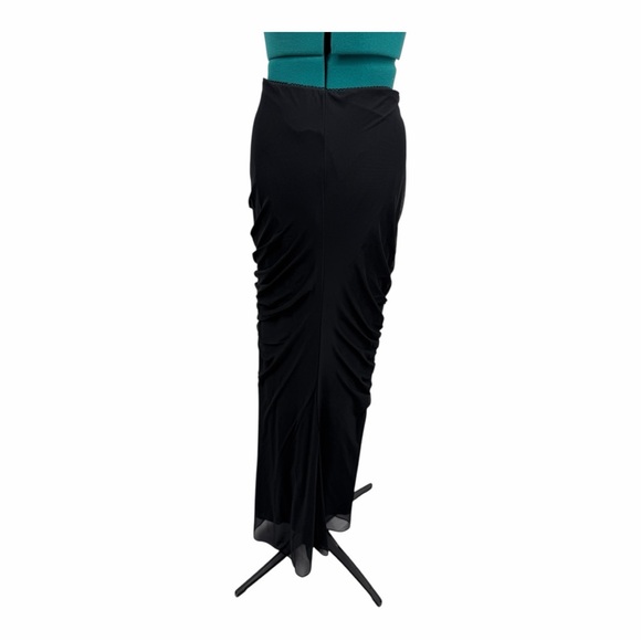 House of CB Cassidy Mesh Tulle Ruched Maxi Skirt Black - Picture 6 of 11